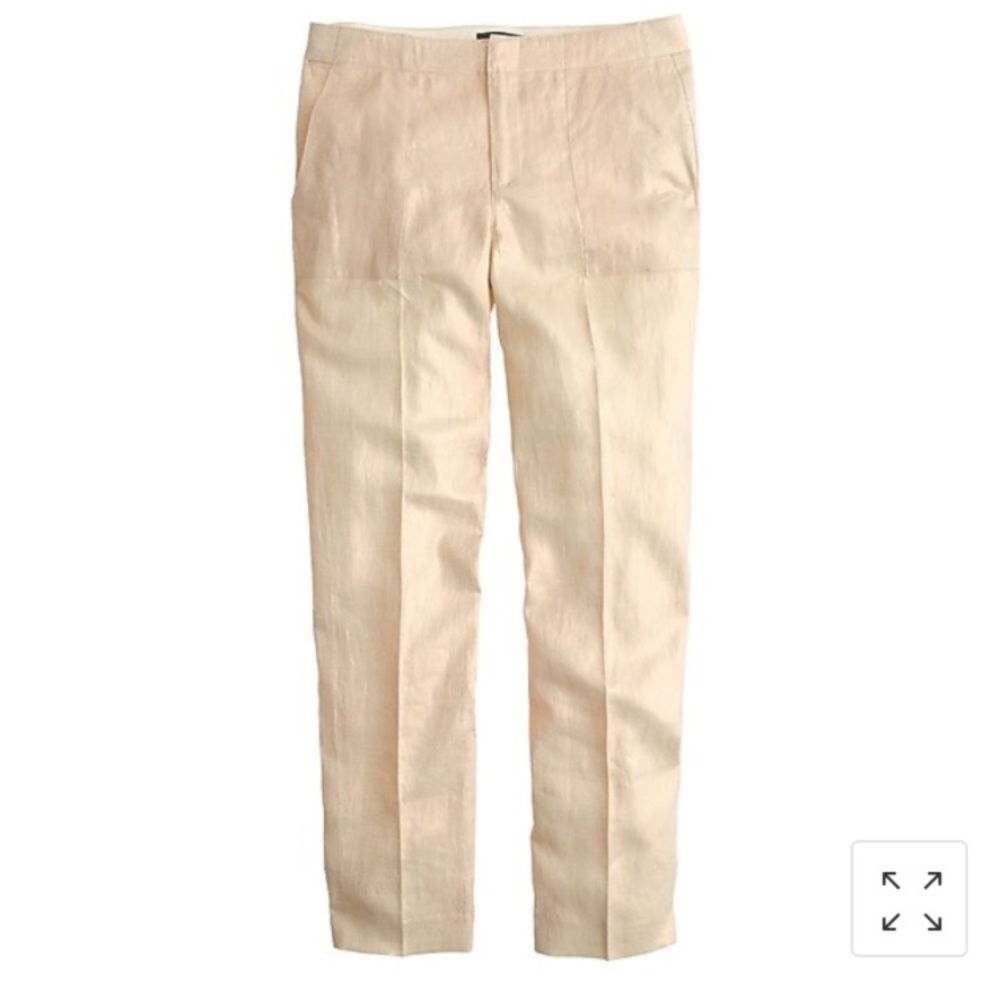 J. Crew Gold Metallic Foil Linen Pants Size 4 - Picture 2 of 8